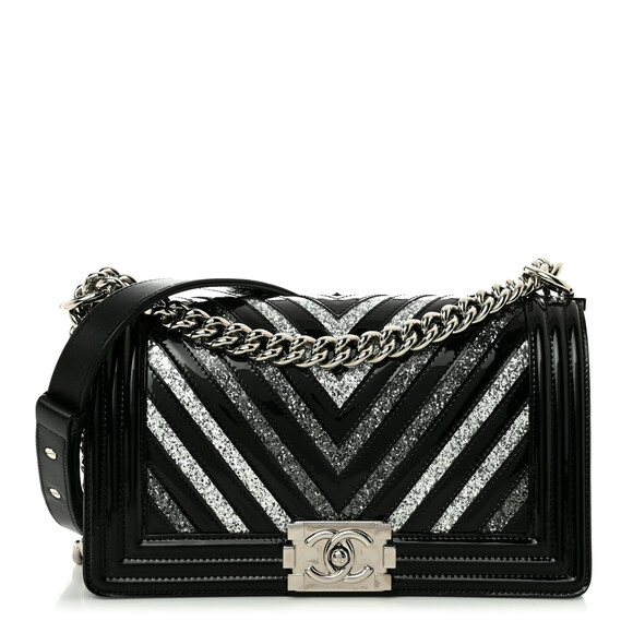 Chanel Patent Glitter Pvc Chevron #186102C37 - Picture 1 of 10